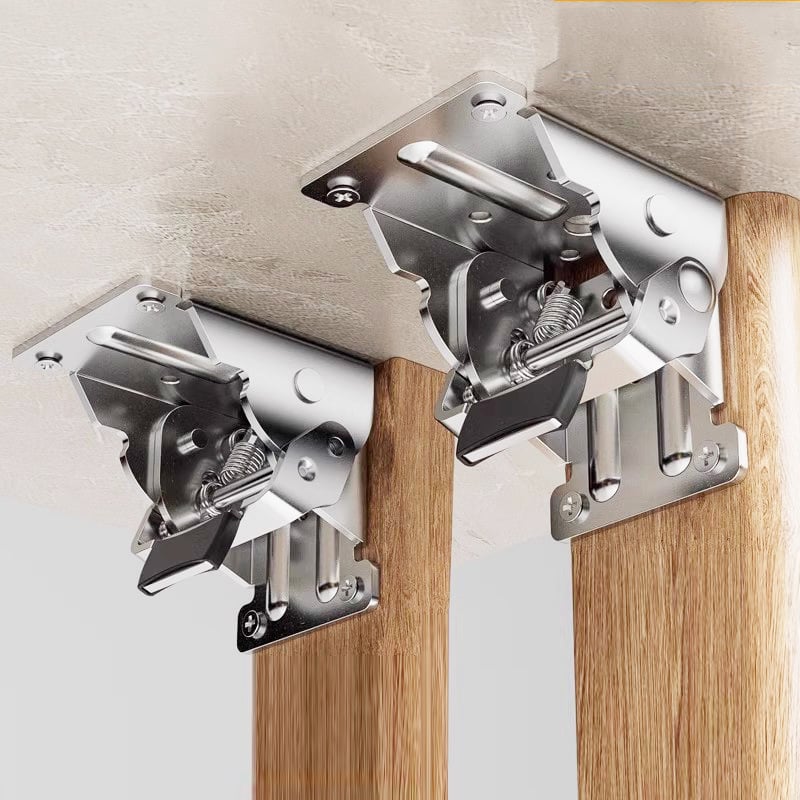 Heavy-duty collapsible brackets with 90° lock - space-saving steel hinges