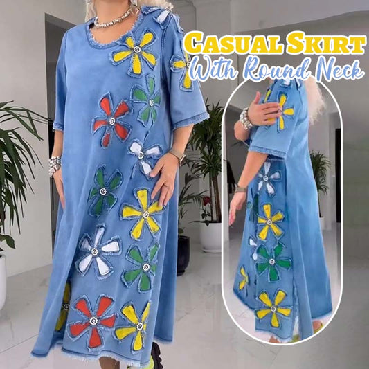 ✨New product promotion 45% OFF🎁Casual Skirt With Round Neck