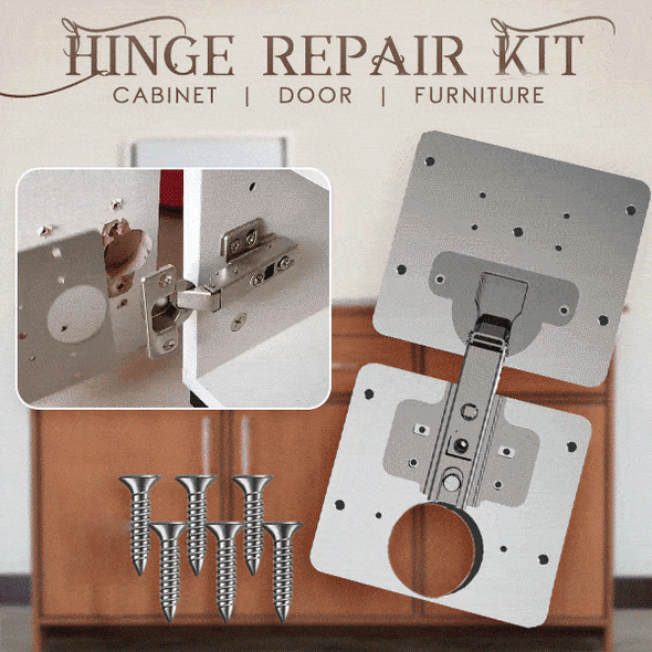 Stainless Steel Cabinet Hinge Repair Kit – Universal Mounting Plates with Screws