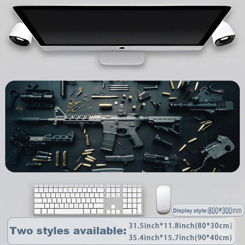 Cool Military Weapon Build Weapon Parts Display Large Gaming Mouse Pad, Stylish Desk Protector with Non-Slip Rubber, Multi-Size for Laptop & Desktop Use