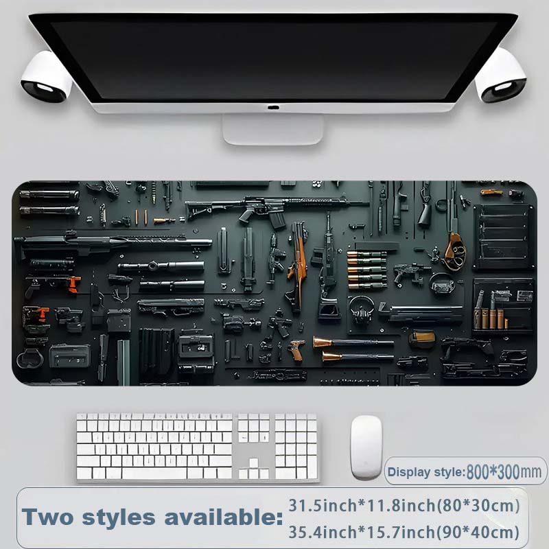 Cool Military Weapon Build Weapon Parts Display Large Gaming Mouse Pad, Stylish Desk Protector with Non-Slip Rubber, Multi-Size for Laptop & Desktop Use