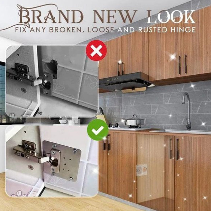 Stainless Steel Cabinet Hinge Repair Kit – Universal Mounting Plates with Screws