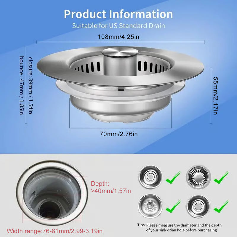 🔥LAST DAY 49% OFF-Sophisticated 3-in-1 kitchen sink drain strainer