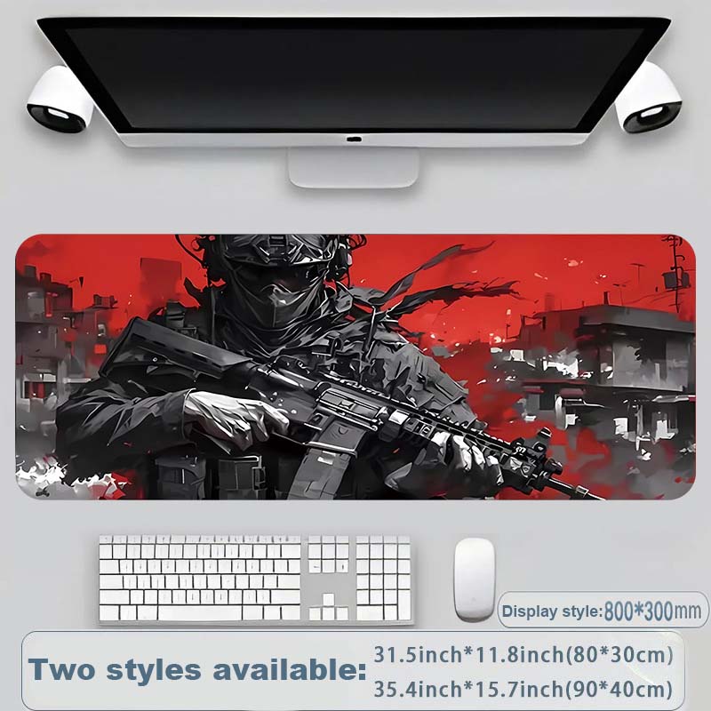 Cool Military Weapon Build Weapon Parts Display Large Gaming Mouse Pad, Stylish Desk Protector with Non-Slip Rubber, Multi-Size for Laptop & Desktop Use