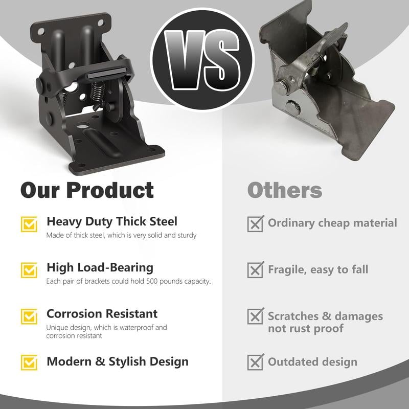 Heavy-duty collapsible brackets with 90° lock - space-saving steel hinges