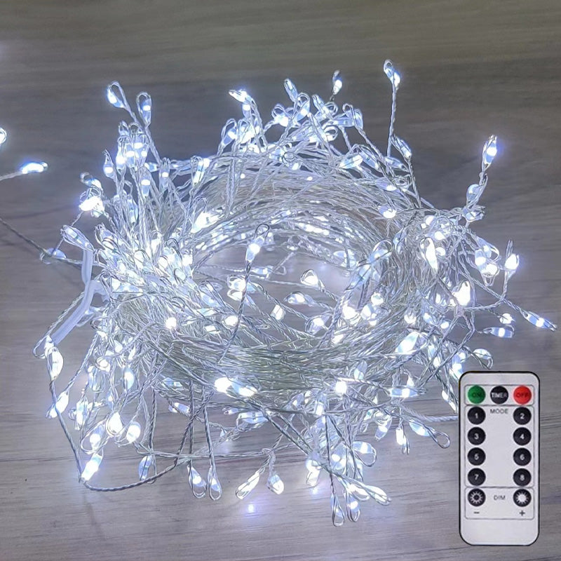 Fireworks-themed string lights made of copper wire