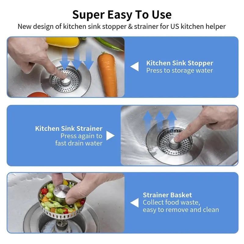 🔥LAST DAY 49% OFF-Sophisticated 3-in-1 kitchen sink drain strainer