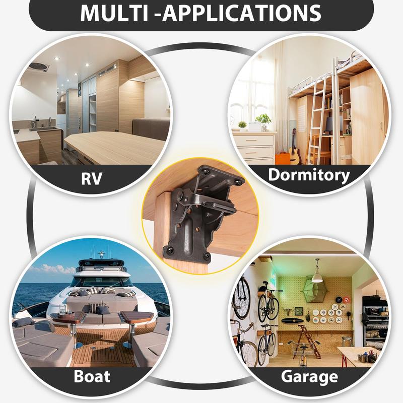 Heavy-duty collapsible brackets with 90° lock - space-saving steel hinges