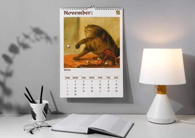 🔥Last Day 49% OFF - 🗓️🎨 Meet the Weird Cats in Renaissance Paintings 2026 Calendar