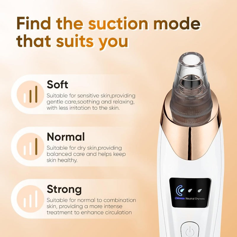 Rechargeable Pore Vacuum - 6-in-1 blackhead remover with smart display and extraction kit