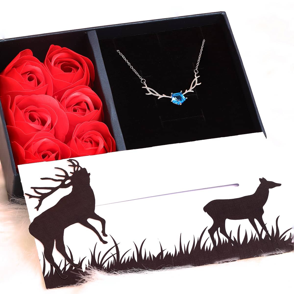 Deer-shaped necklace | Sliding greeting card